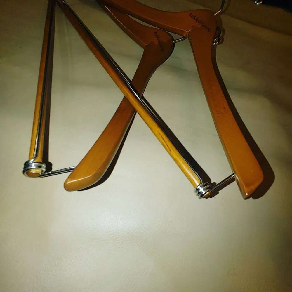 Suit Hanger Hold Everything Wooden Metal Vintage Set Rustproof Finish Wardrobe